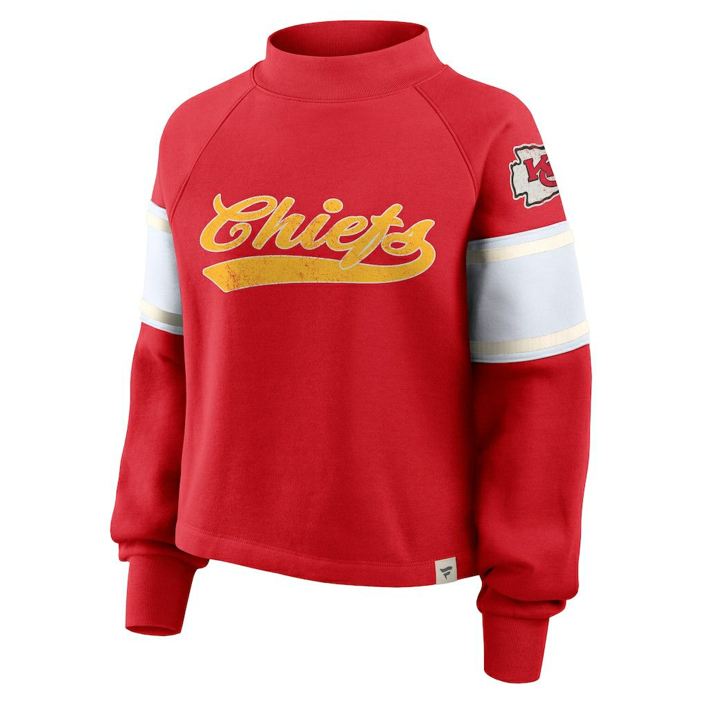 Kansas City Chiefs Oversized Hometown Toss Sweep Mock Neck Pullover - Red cheap