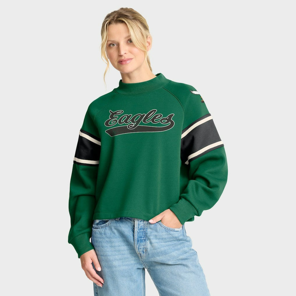Philadelphia Eagles Oversized Hometown Toss Sweep Mock Neck Pullover - Kelly Green sale
