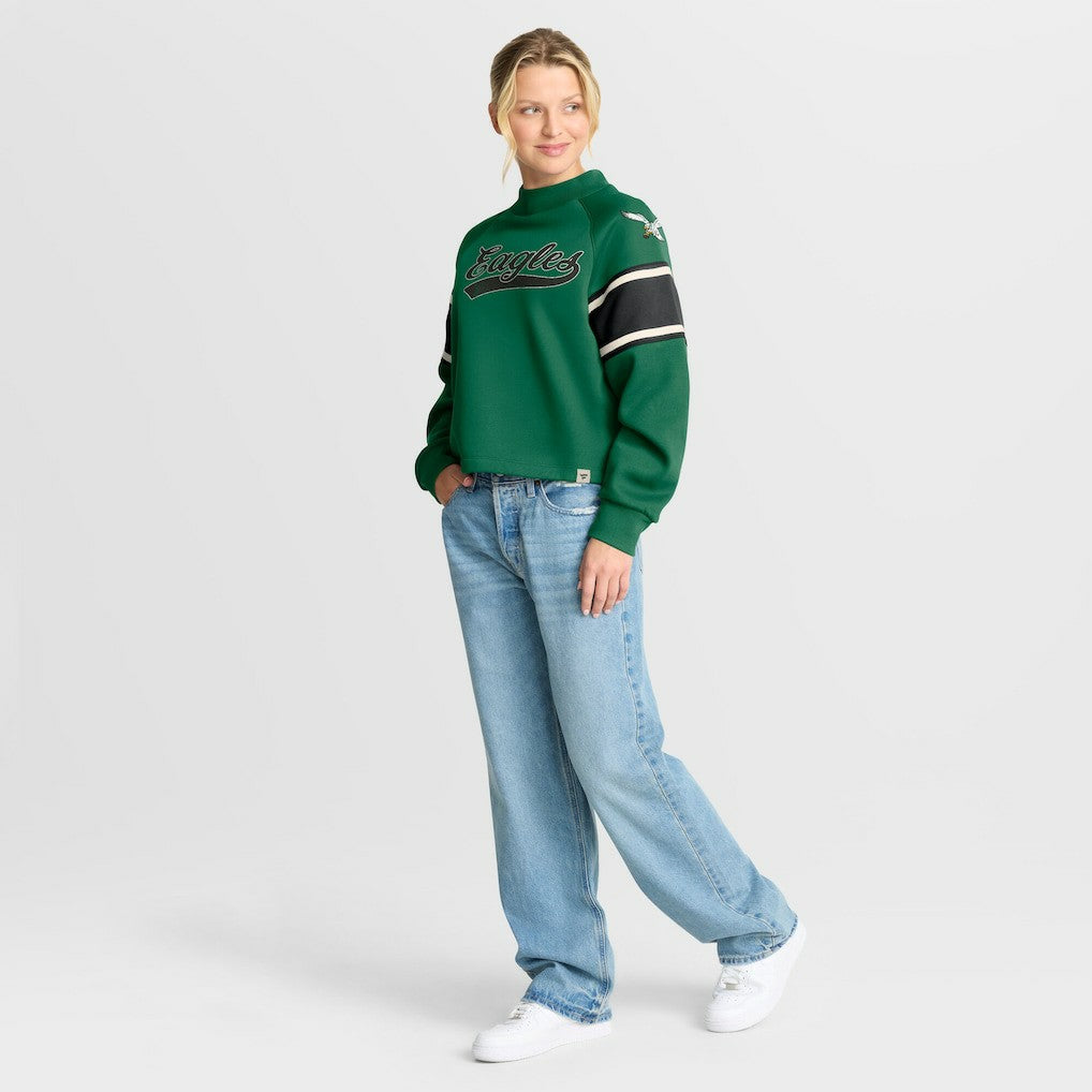 Philadelphia Eagles Oversized Hometown Toss Sweep Mock Neck Pullover - Kelly Green sale
