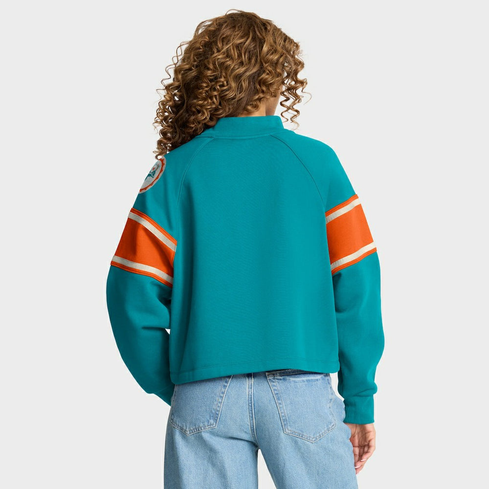 Miami Dolphins Oversized Hometown Toss Sweep Mock Neck Pullover - Aqua online