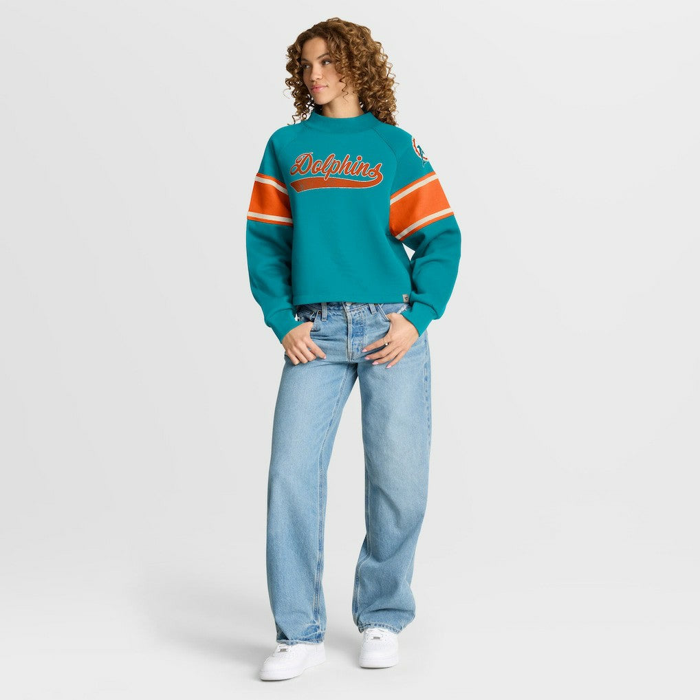 Miami Dolphins Oversized Hometown Toss Sweep Mock Neck Pullover - Aqua online