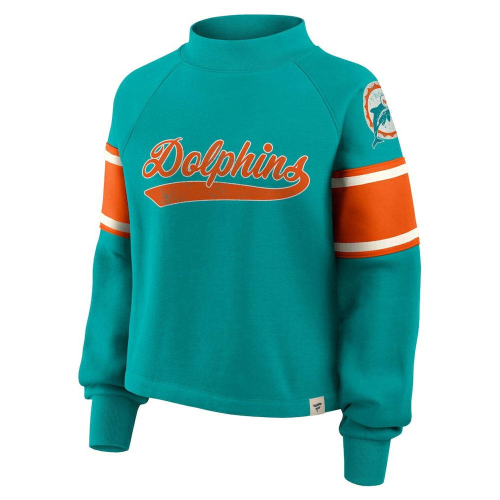 Miami Dolphins Oversized Hometown Toss Sweep Mock Neck Pullover - Aqua online