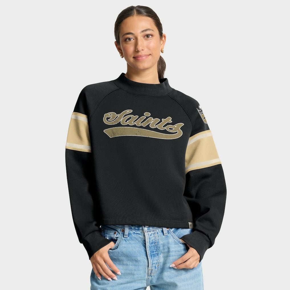 New Orleans Saints Oversized Hometown Toss Sweep Mock Neck Pullover - Black on sale