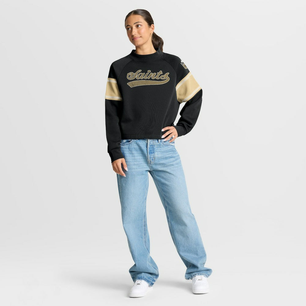 New Orleans Saints Oversized Hometown Toss Sweep Mock Neck Pullover - Black on sale