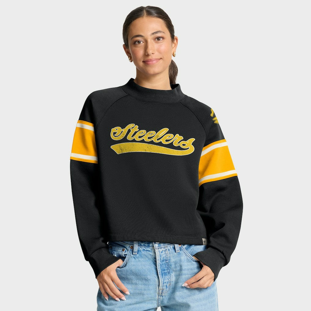 Pittsburgh Steelers Oversized Hometown Toss Sweep Mock Neck Pullover - Black sale