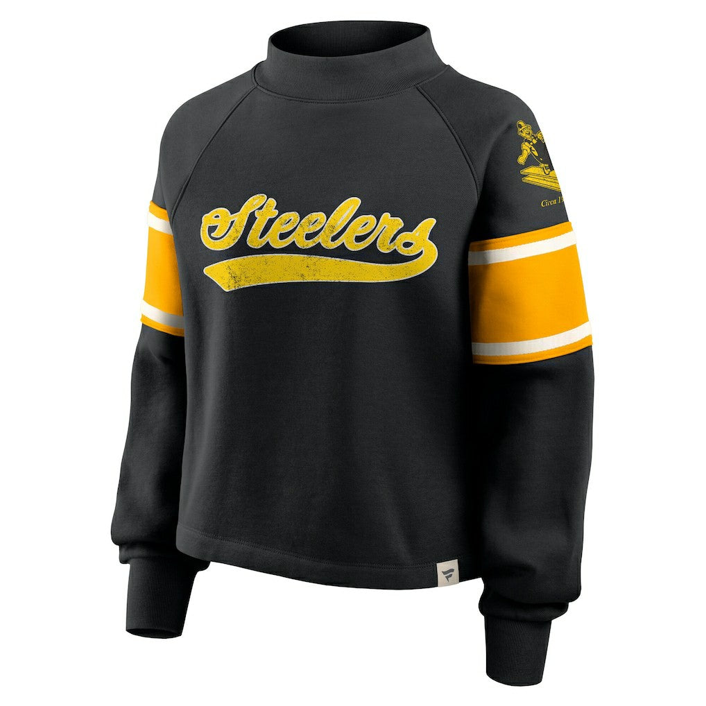 Pittsburgh Steelers Oversized Hometown Toss Sweep Mock Neck Pullover - Black sale