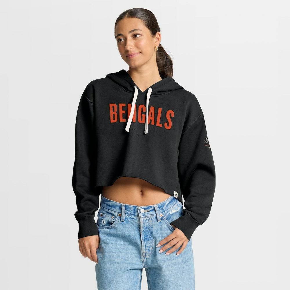 Cincinnati Bengals Women's Oversized Hometown Heritage Cropped Hoodie - Black on sale