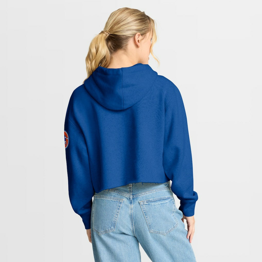 Denver Broncos Women's Oversized Hometown Heritage Cropped Hoodie - Royal discount