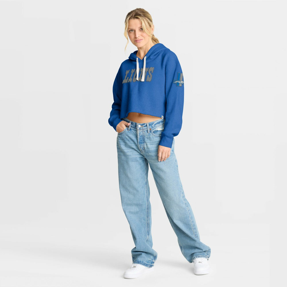 Detroit Lions Women's Oversized Hometown Heritage Cropped Hoodie - Blue cheap