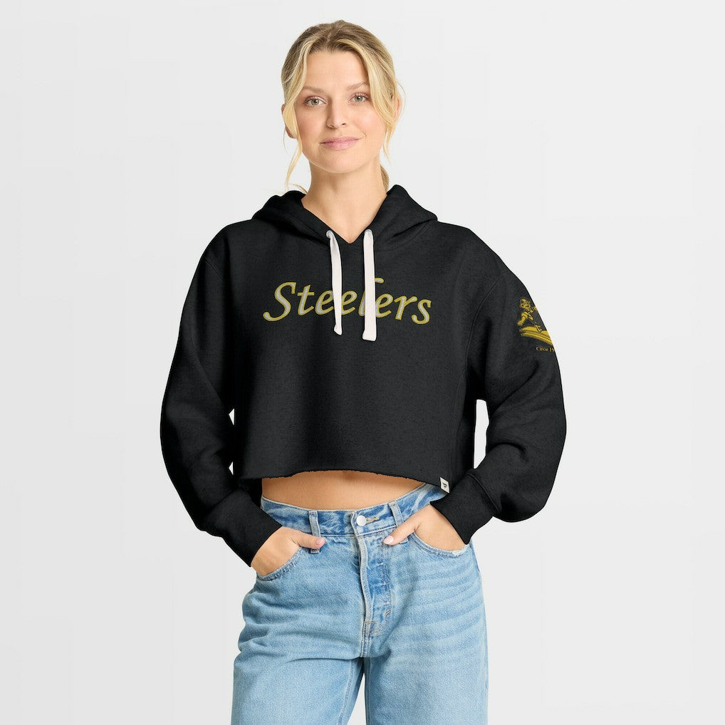 Pittsburgh Steelers Women's Oversized Hometown Heritage Cropped Hoodie - Black online