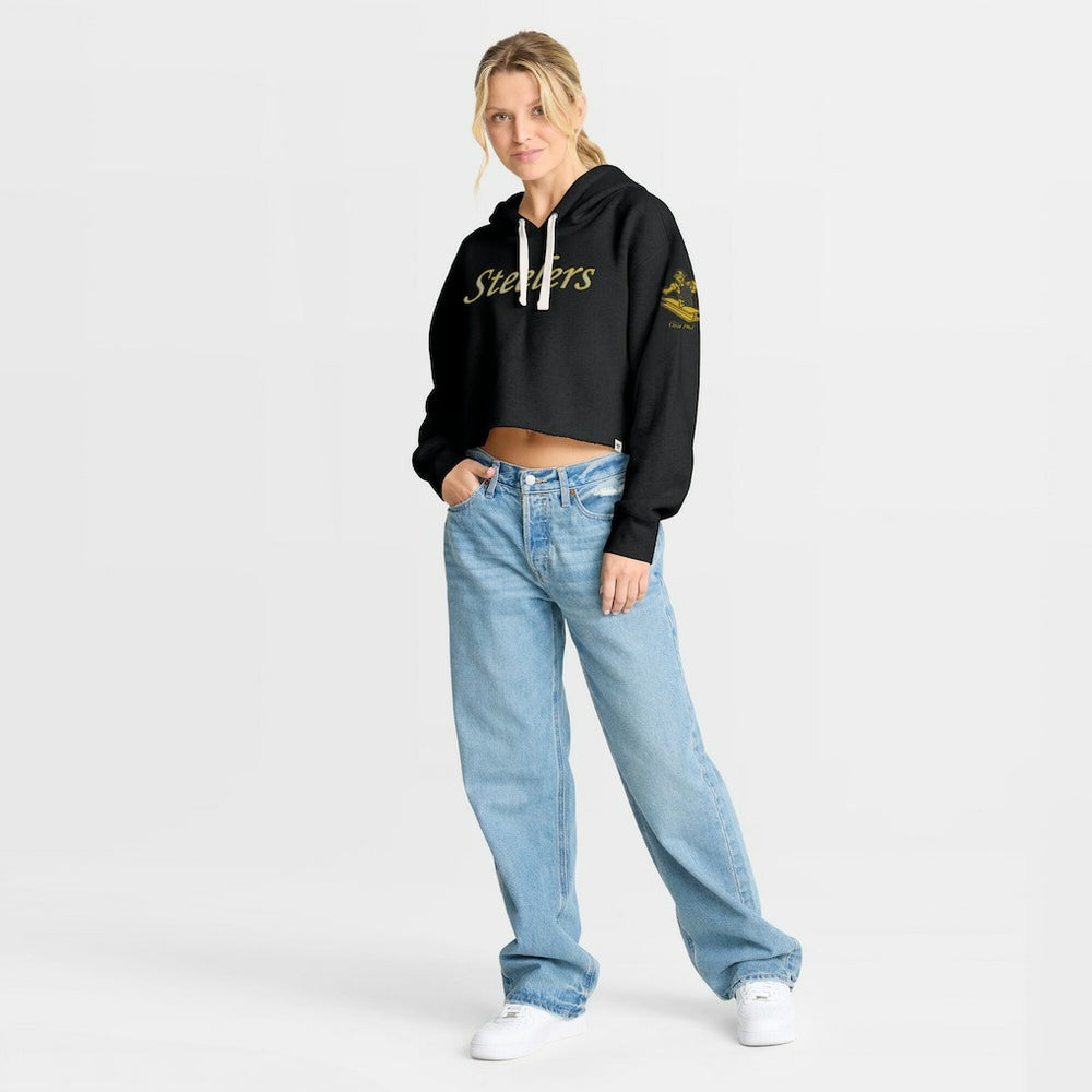 Pittsburgh Steelers Women's Oversized Hometown Heritage Cropped Hoodie - Black online