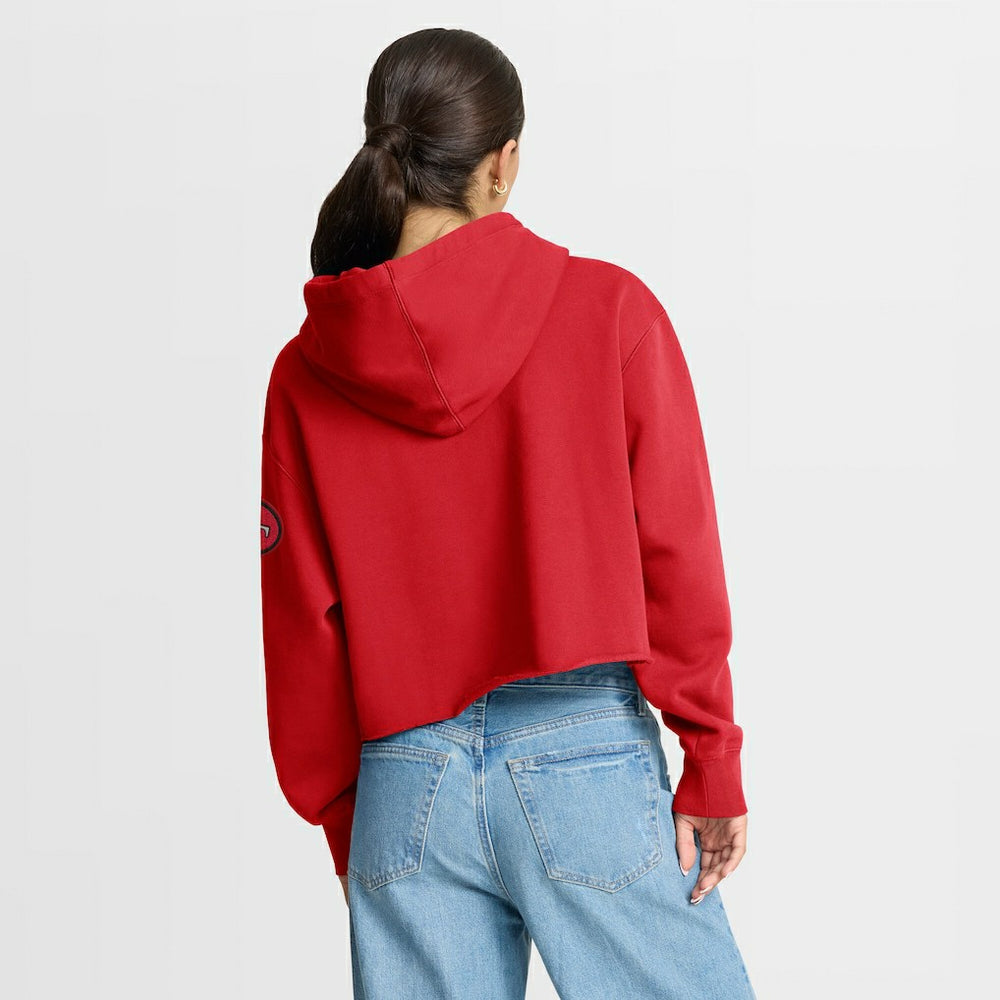 San Francisco 49ers Women's Oversized Hometown Heritage Cropped Hoodie - Scarlet cheap