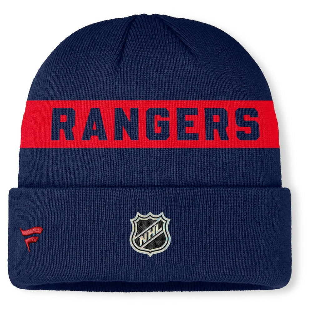 New York Rangers Fanatics Authentic Pro Rink Cuffed Knit Hat Navy