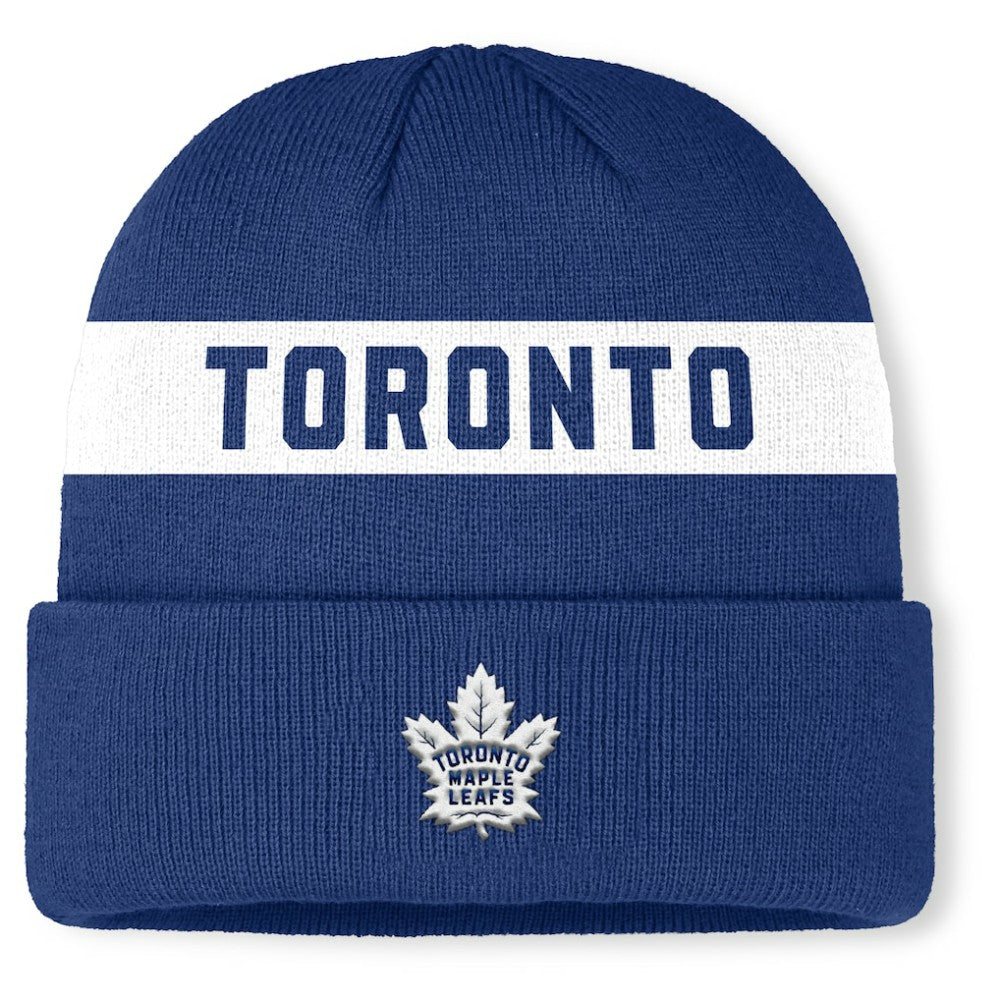 Toronto Maple Leafs Fanatics Authentic Pro Rink Cuffed Knit Hat Blue