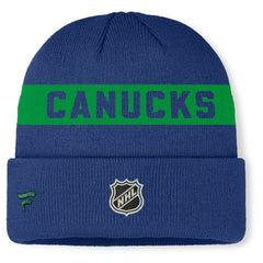 Vancouver Canucks Fanatics Authentic Pro Rink Cuffed Knit Hat Blue