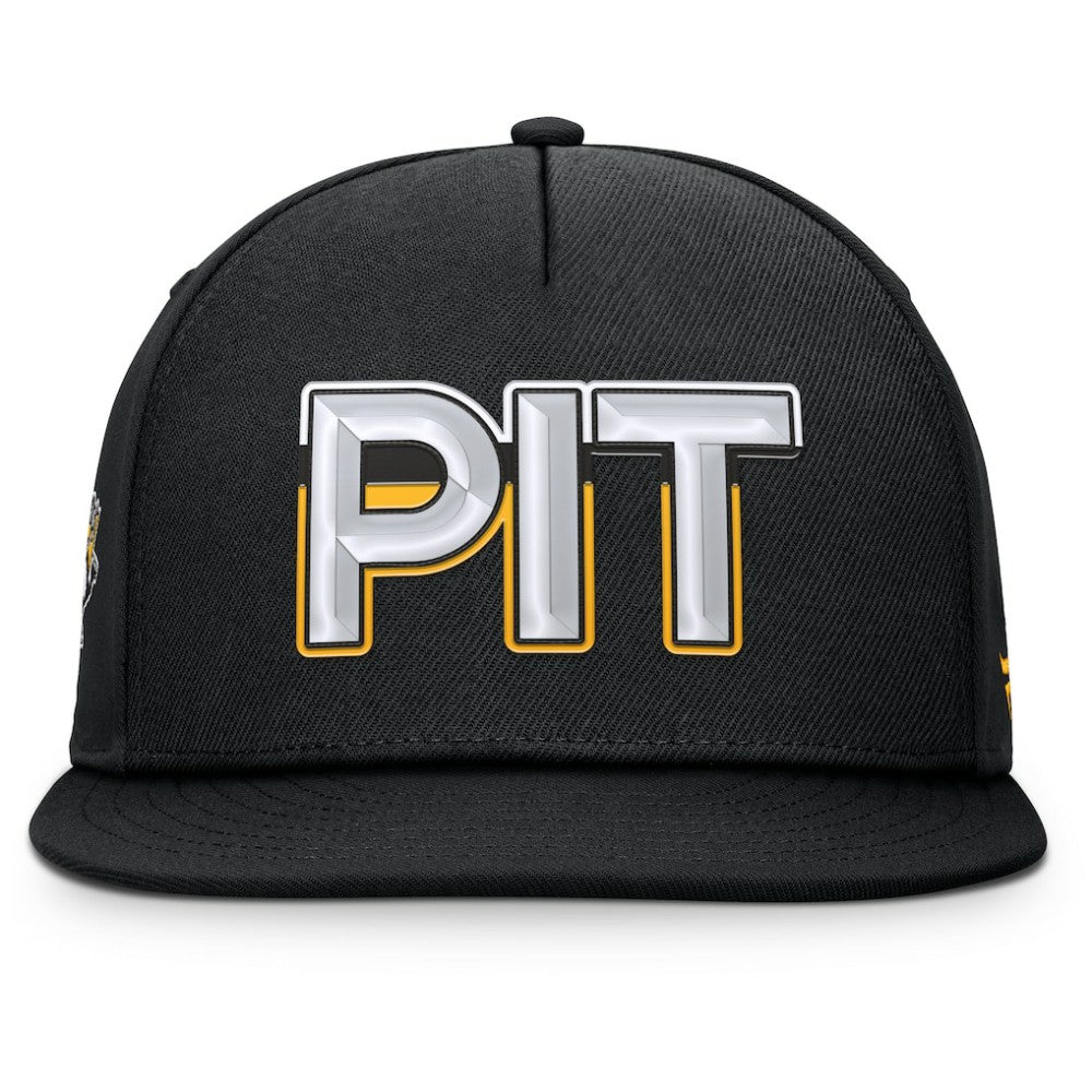 Pittsburgh Penguins Fanatics Authentic Pro Rink Team Code Snapback Hat Black