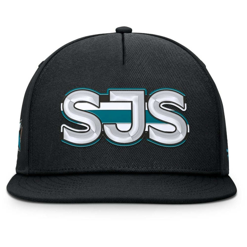 San Jose Sharks Fanatics Authentic Pro Rink Team Code Snapback Hat Black