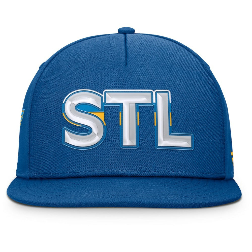 St. Louis Blues Fanatics Authentic Pro Rink Team Code Snapback Hat Blue