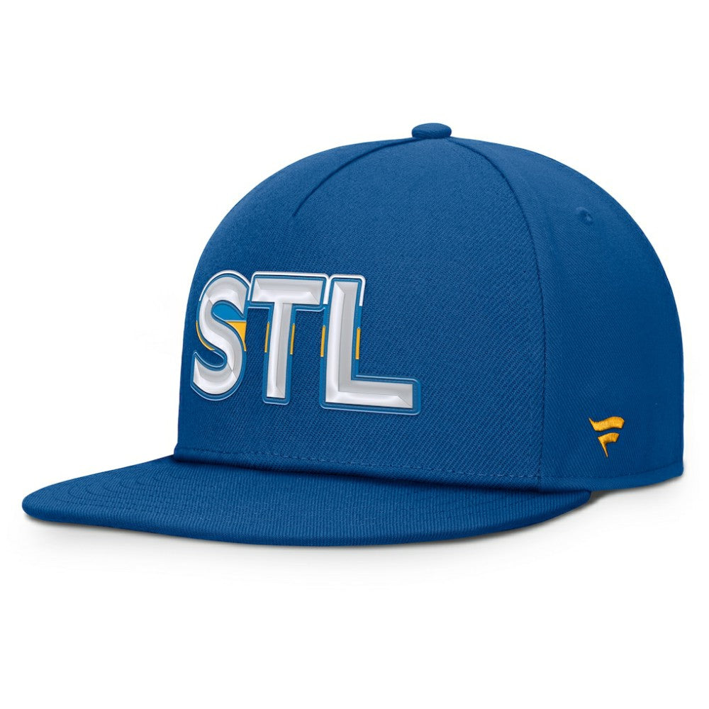 St. Louis Blues Fanatics Authentic Pro Rink Team Code Snapback Hat Blue