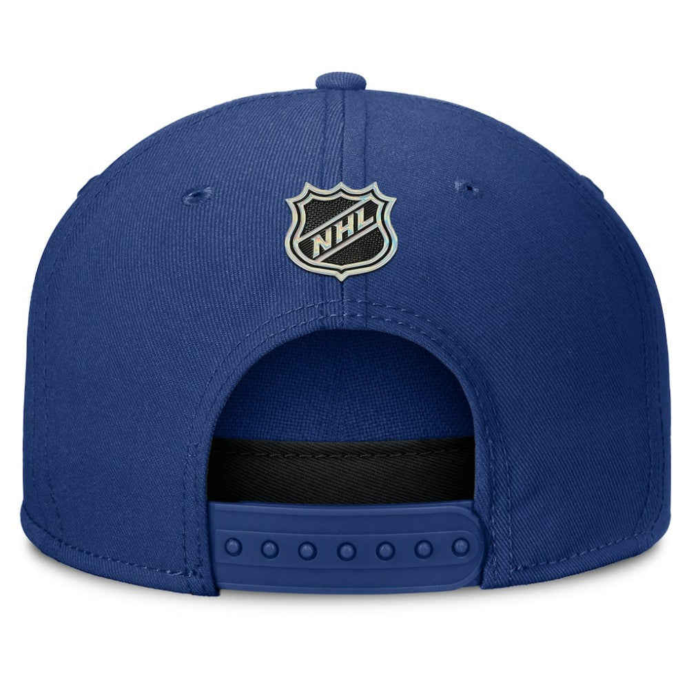 Vancouver Canucks Fanatics Authentic Pro Rink Team Code Snapback Hat Blue