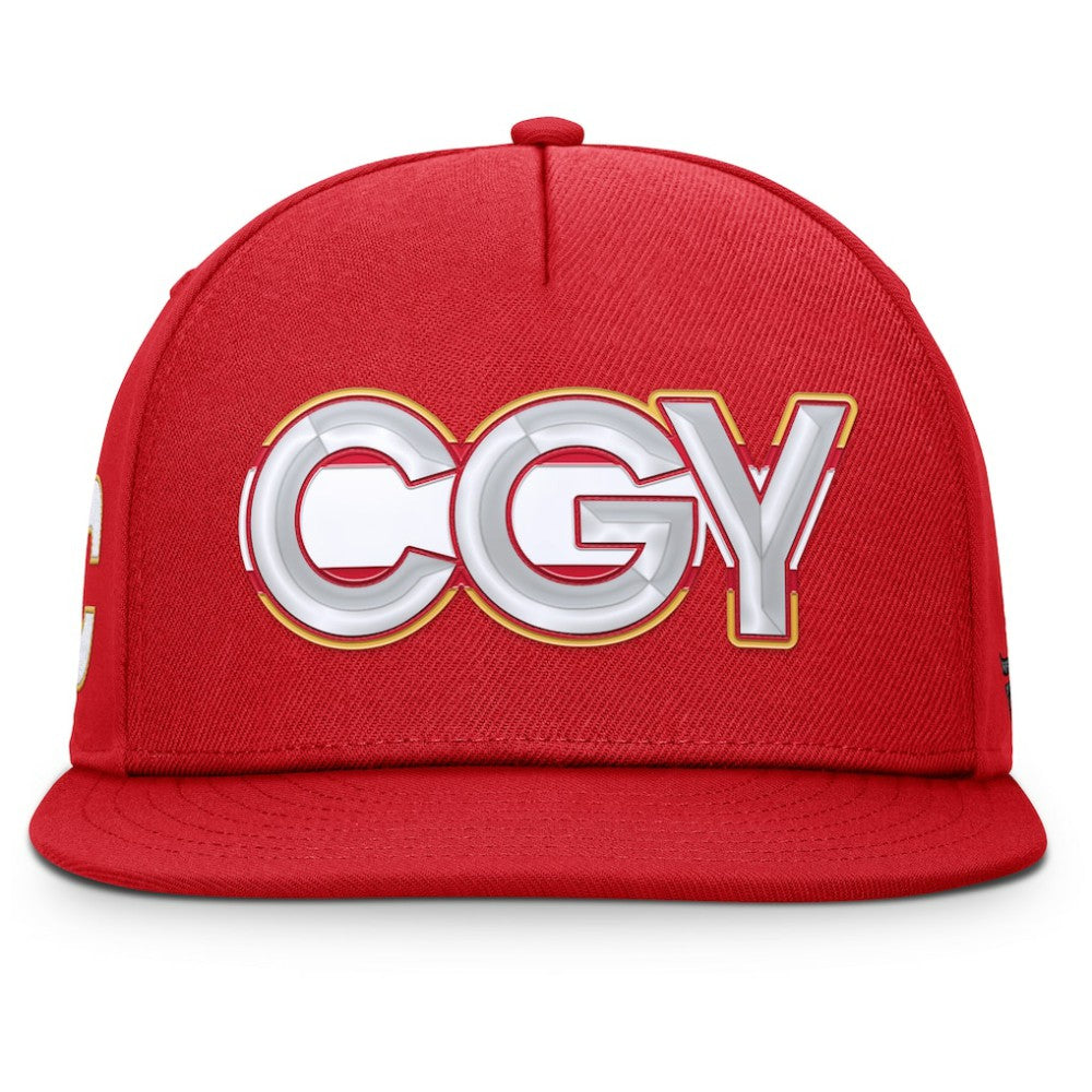 Calgary Flames Fanatics Authentic Pro Rink Team Code Snapback Hat Red