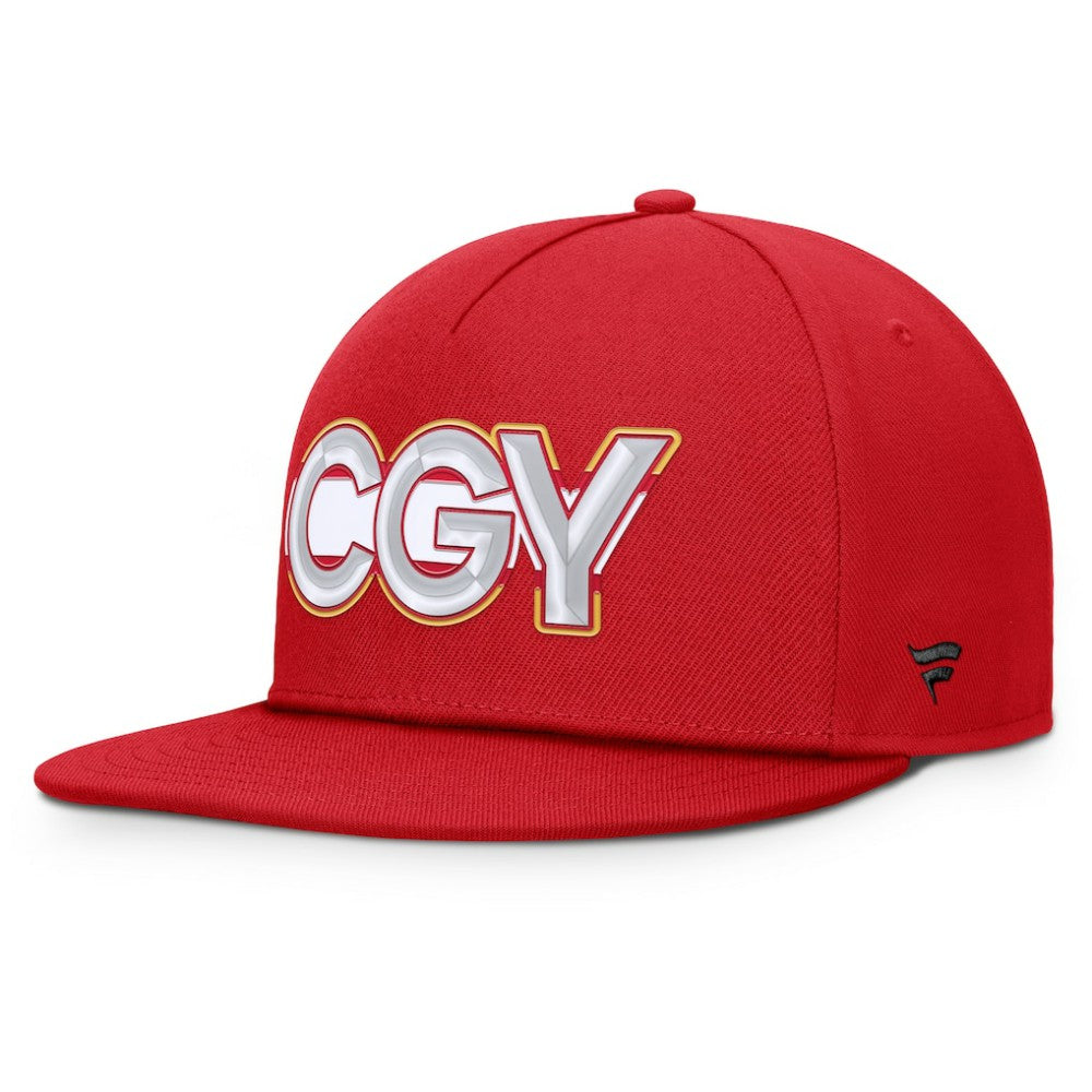 Calgary Flames Fanatics Authentic Pro Rink Team Code Snapback Hat Red