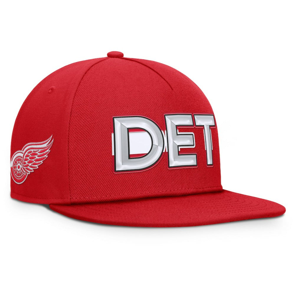 Detroit Red Wings Fanatics Authentic Pro Rink Team Code Snapback Hat Red