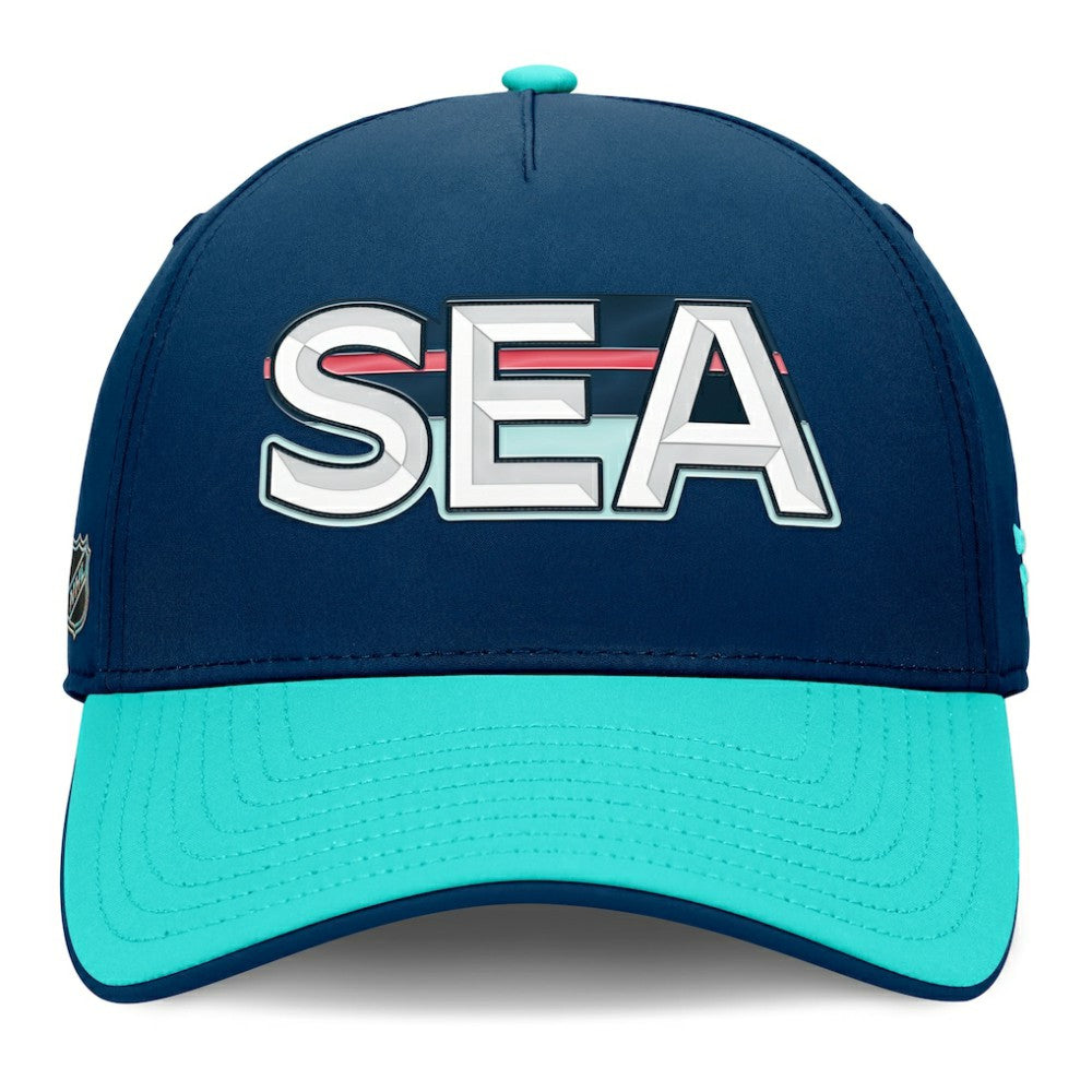 Seattle Kraken Fanatics Authentic Pro Rink Team Code Flex Hat Deep Sea Blue/Light Blue