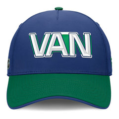 Vancouver Canucks Fanatics Authentic Pro Rink Team Code Flex Hat Blue/Green