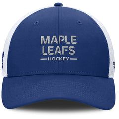 Toronto Maple Leafs Fanatics Authentic Pro Rink Lockup Adjustable Trucker Hat Blue/White