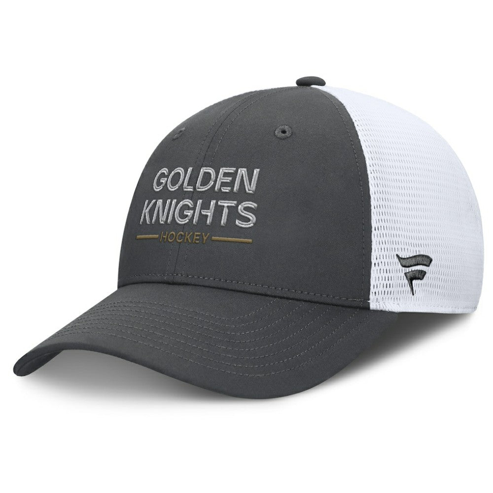 Vegas Golden Knights Fanatics Authentic Pro Rink Lockup Adjustable Trucker Hat Gray/White