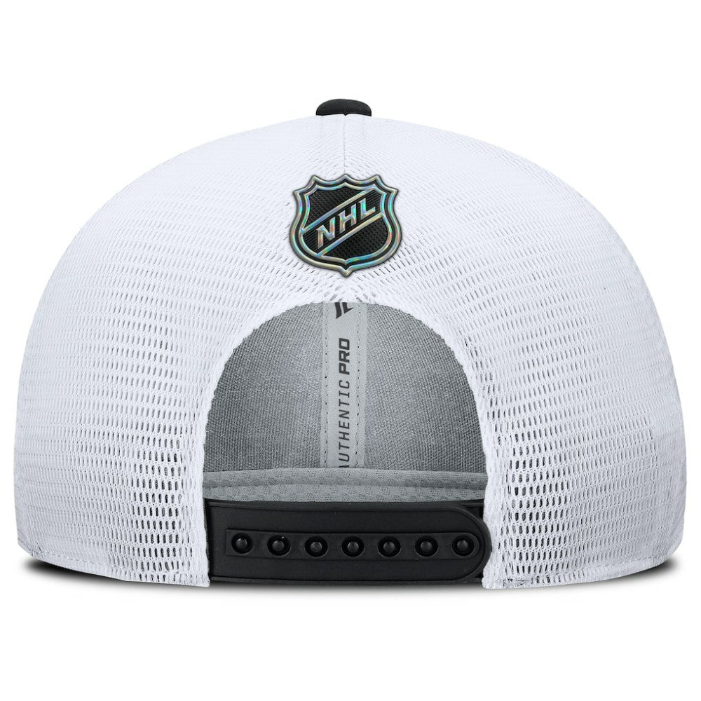 Pittsburgh Penguins Fanatics Authentic Pro Rink Lockup Adjustable Trucker Hat Black/White