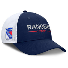 New York Rangers Fanatics Authentic Pro Rink Lockup Adjustable Trucker Hat Navy/White