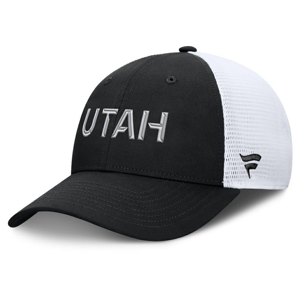 Utah Mammoth Fanatics Authentic Pro Rink Lockup Adjustable Trucker Hat Black/White