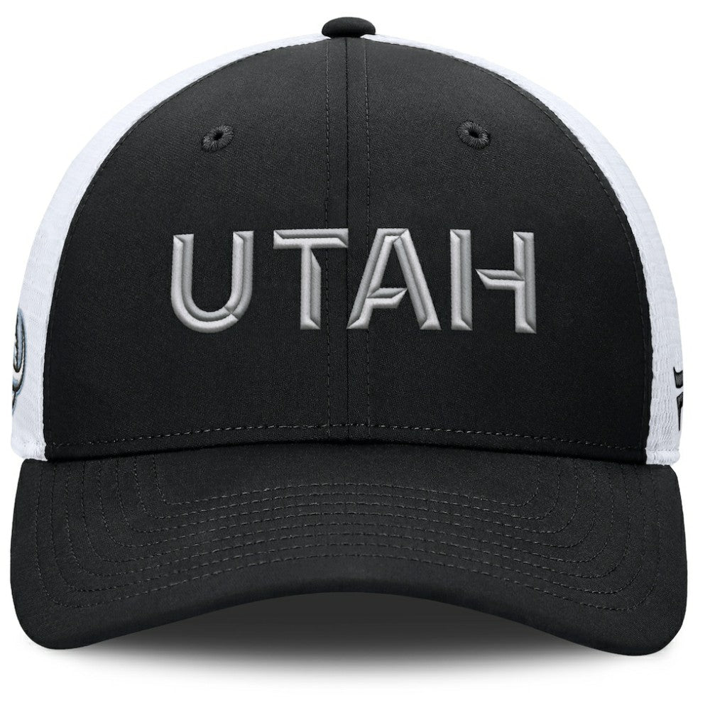 Utah Mammoth Fanatics Authentic Pro Rink Lockup Adjustable Trucker Hat Black/White