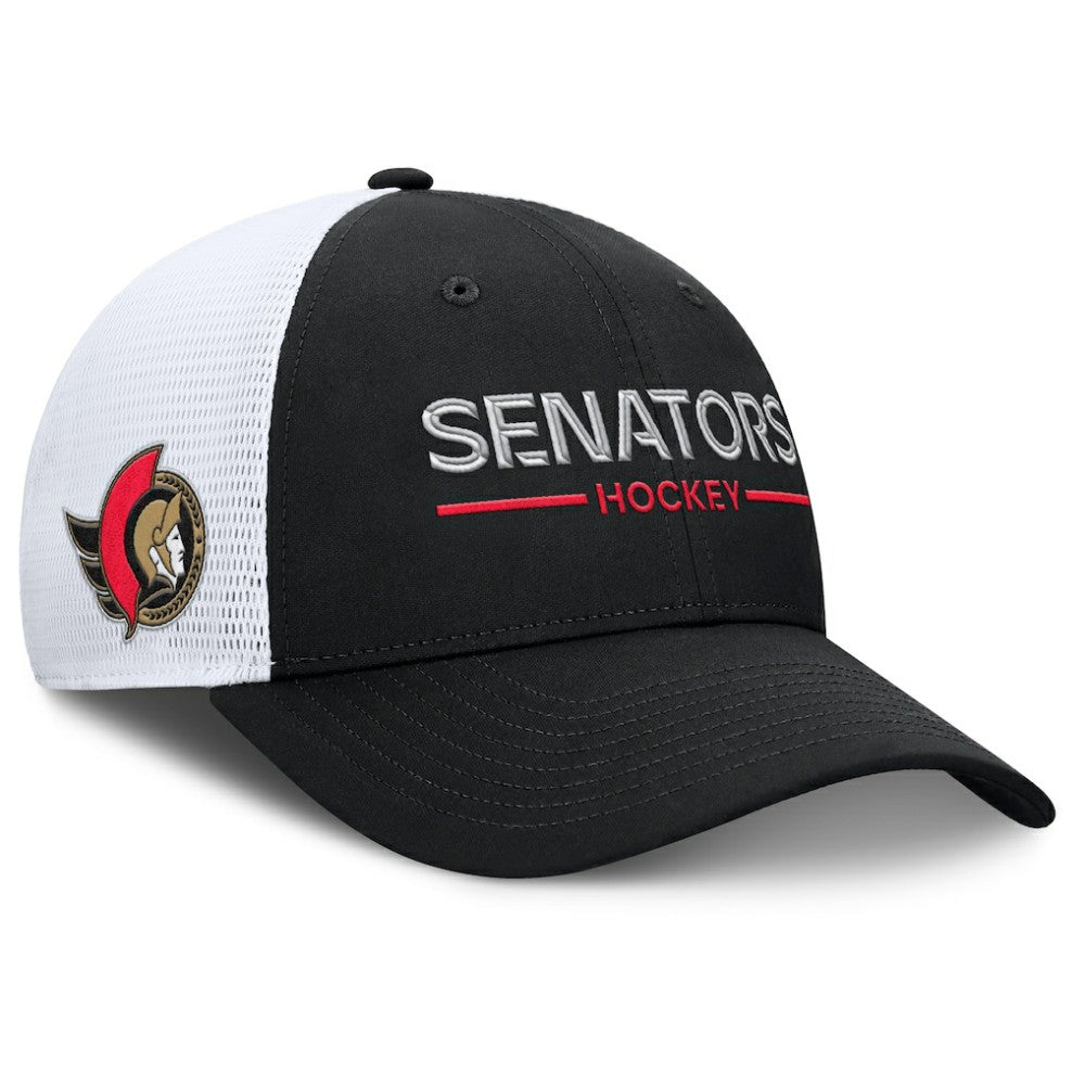 Ottawa Senators Fanatics Authentic Pro Rink Lockup Adjustable Trucker Hat Black/White