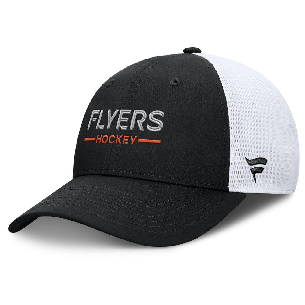 Philadelphia Flyers Fanatics Authentic Pro Rink Lockup Adjustable Trucker Hat Black/White