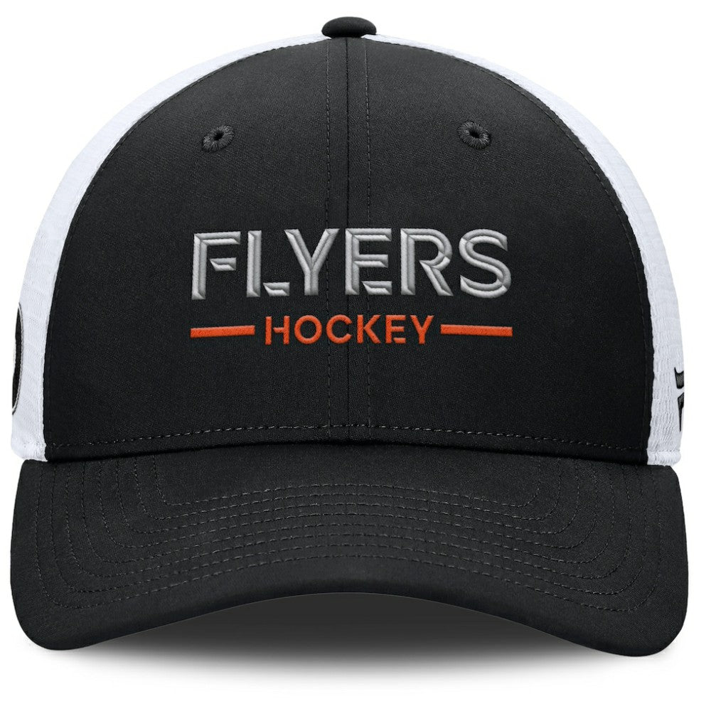 Philadelphia Flyers Fanatics Authentic Pro Rink Lockup Adjustable Trucker Hat Black/White