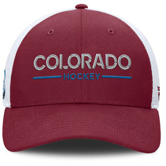 Colorado Avalanche Fanatics Authentic Pro Rink Lockup Adjustable Trucker Hat Burgundy/White
