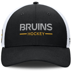 Boston Bruins Fanatics Authentic Pro Rink Lockup Adjustable Trucker Hat Black/White