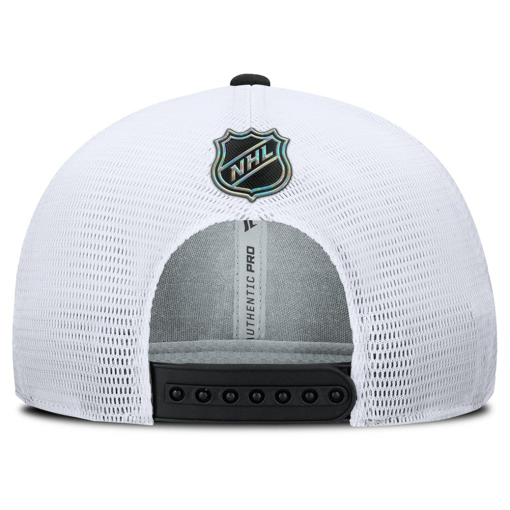 Los Angeles Kings Fanatics Authentic Pro Rink Lockup Adjustable Trucker Hat Black/White