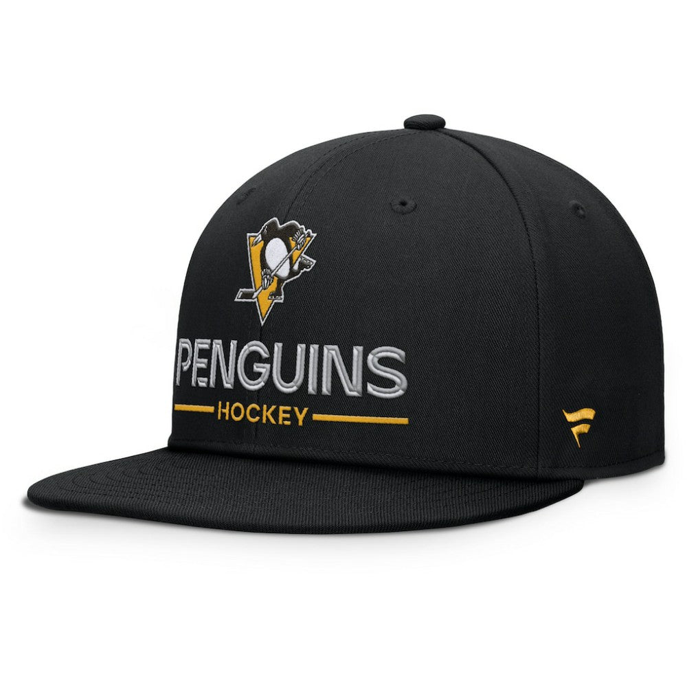 Pittsburgh Penguins Fanatics Authentic Pro Rink Lockup Snapback Hat Black