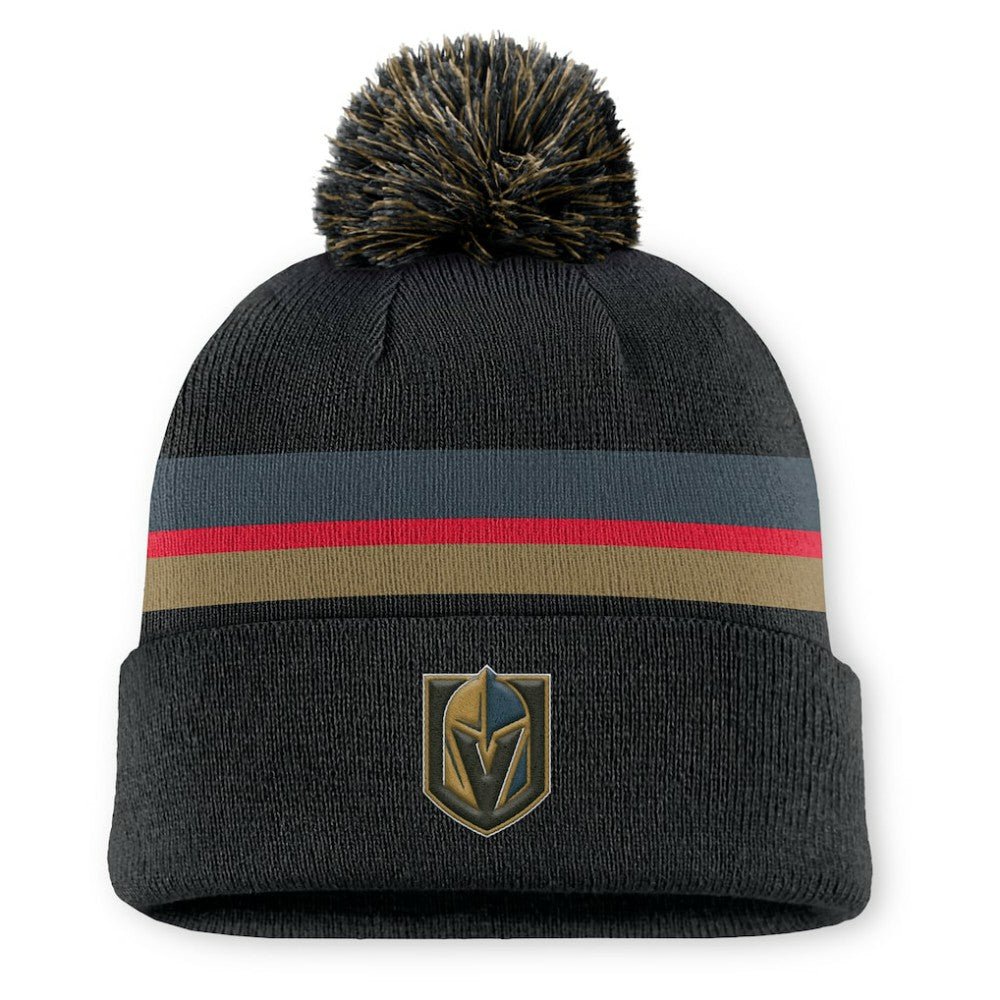 Vegas Golden Knights Fanatics Authentic Pro Rink Cuffed Knit Hat with Pom Charcoal