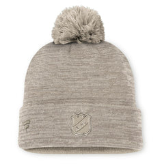 Seattle Kraken Fanatics Authentic Pro Road Cuffed Knit Hat with Pom Tan