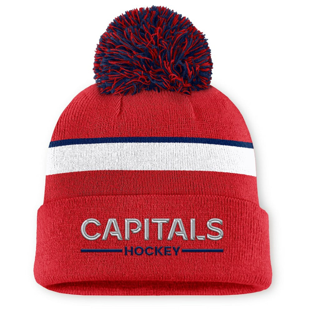Washington Capitals Fanatics Women's Authentic Pro Rink Cuffed Knit Hat with Pom Red