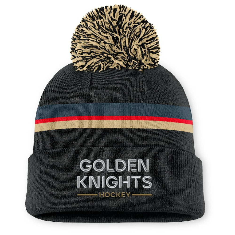Vegas Golden Knights Fanatics Women's Authentic Pro Rink Cuffed Knit Hat with Pom Black