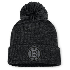 Boston Bruins Fanatics Women's Authentic Pro Road Cuffed Knit Hat with Pom Black