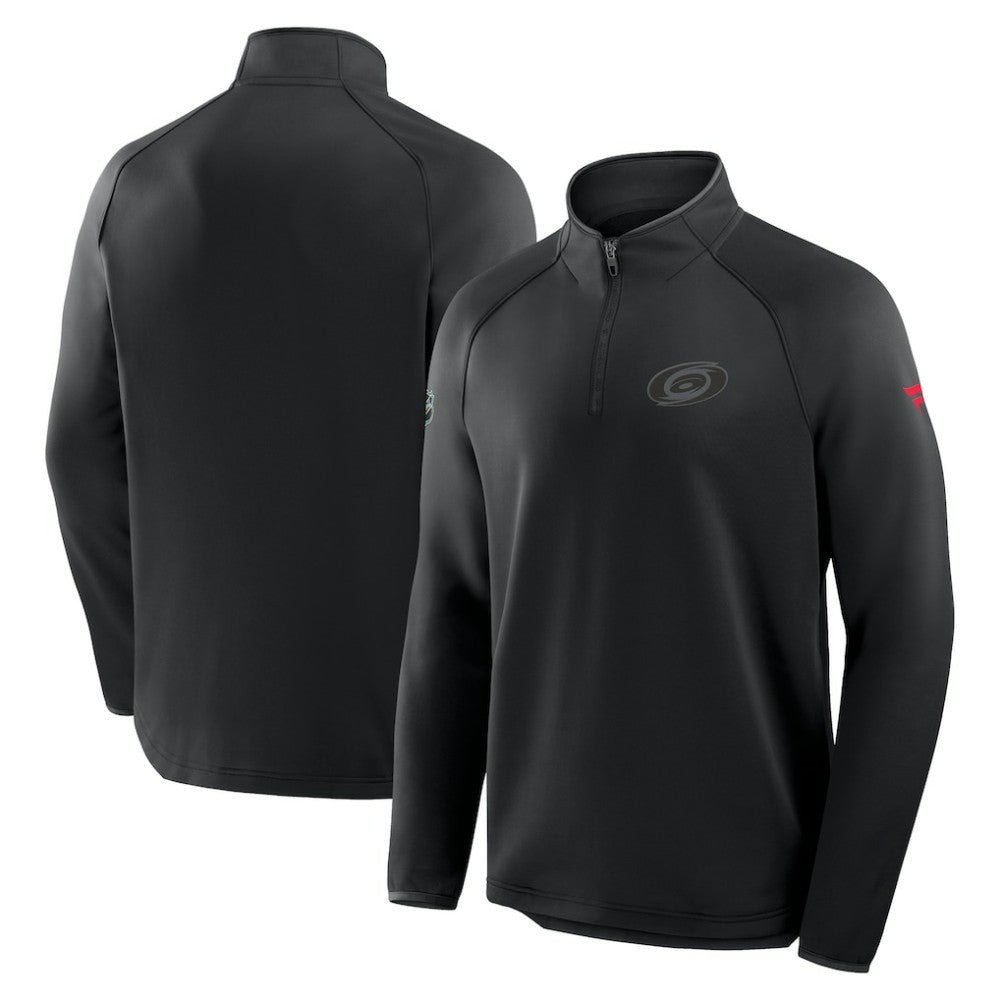 Carolina Hurricanes Fanatics Authentic Pro Tonal Rink Raglan Quarter-Zip Pullover Black