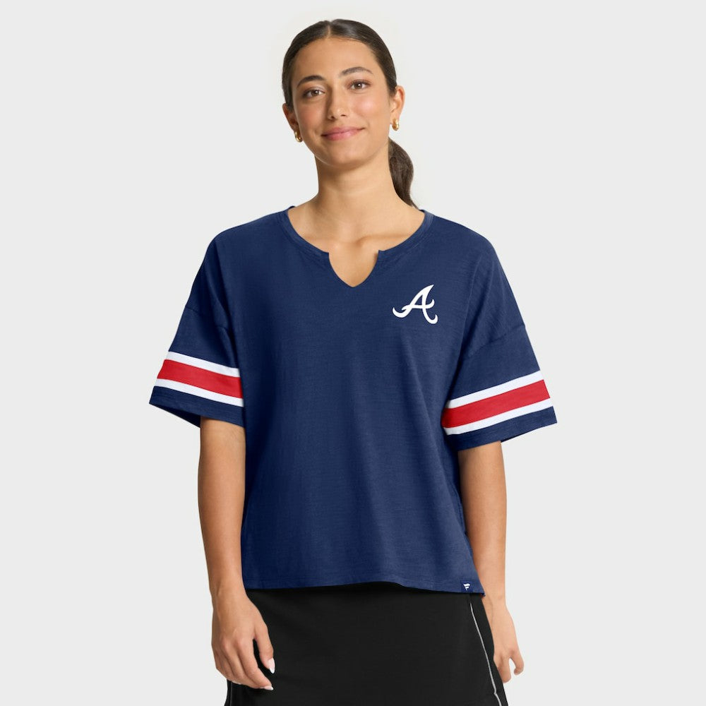 Atlanta Braves Women's Curl Route T-Shirt - Navy