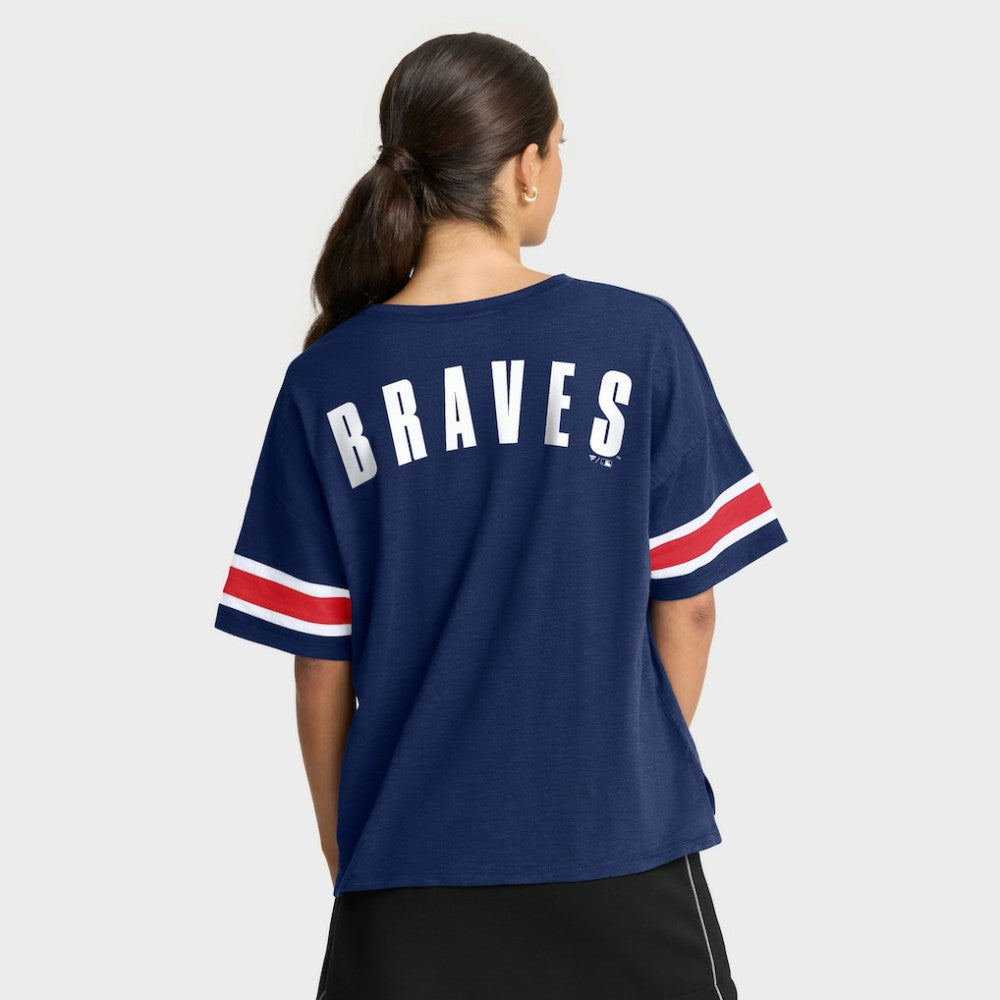 Atlanta Braves Women's Curl Route T-Shirt - Navy